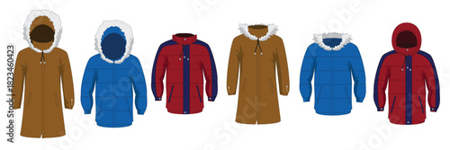 winter jacket vector set 