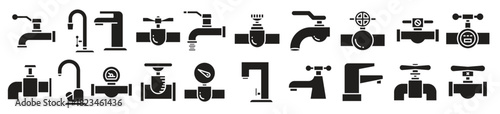 water tap icons set
