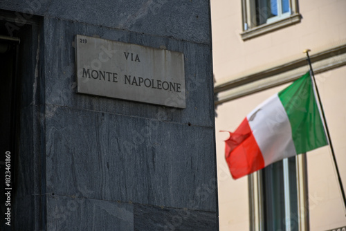 Fototapeta Naklejka Na Ścianę i Meble -  Views of central part of Milan, Brera district, shopping area, church Duomo, architectural details, streets, walking in Milan, Lombardy, Italy