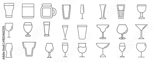 wineglass icon vector set alcohol drink illustration sign