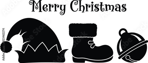 Merry Christmas Elf Hat, Winter Boot, and Jingle Bell Icons