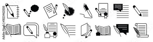 write icon vector set notes illustration sign collection