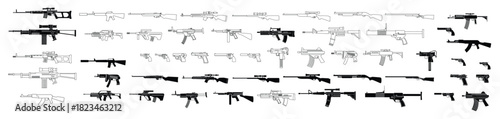 weapon icon set gun illustration sign collection machine