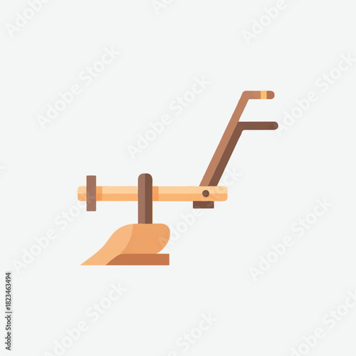 Illustration of a traditional wooden plow