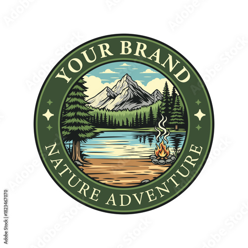 outdoor and adventure vintage logo badge vector illustration