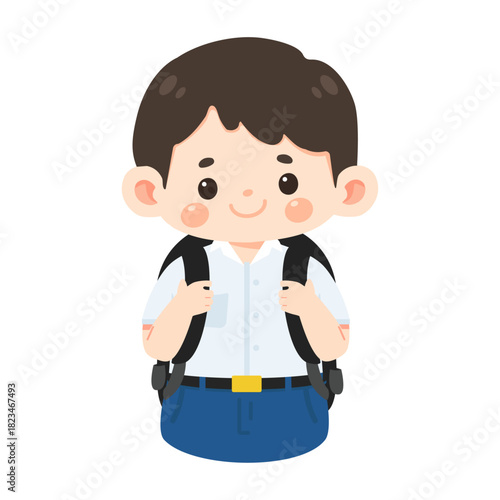 Illustration of Boy with Backpack