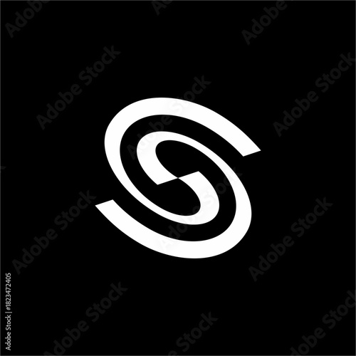 Bold, modern monogram where the rounded "S" and "G" shapes fuse into a single, cohesive, three-dimensional visual effect. Great for security or high-end apparel.