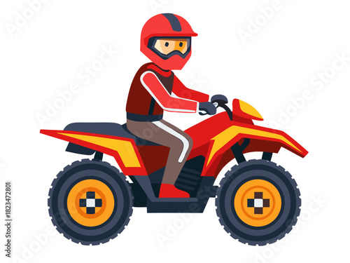 Vector illustration of a single male rider riding ATV quad bike Modern icon style for apps, signage, and infographics
