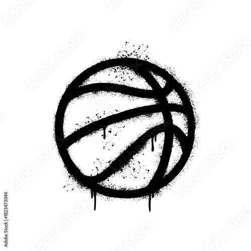Basketball illustration in graffiti art style on white background