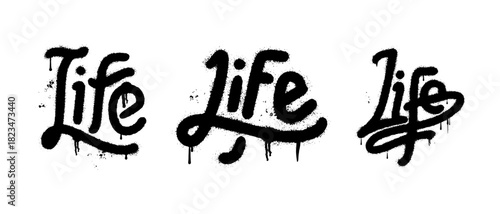 Collection of life words with graffiti art