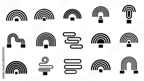 Abstract Geometric Arch and Line Shapes Collection.