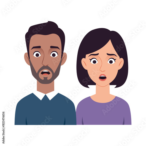 vector illustration of shocked man and woman