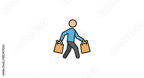 person shopping with bags walking with shopping bags ideal for retail ads promoting fashion trends and weekend activities shopping spree