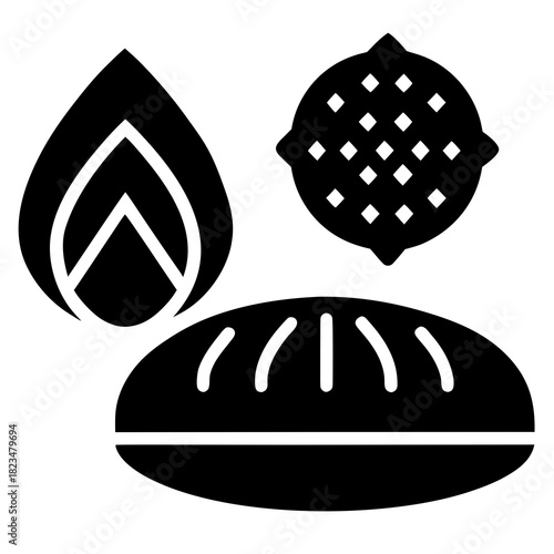 Algerian Kesra Flatbread Icon Set Vector
