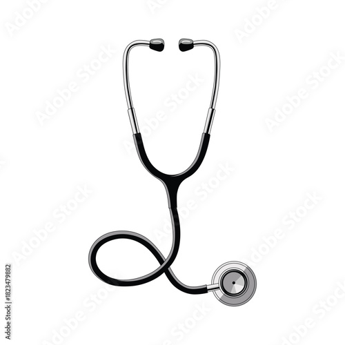 Medical Stethoscope Isolated on White Background, Healthcare Diagnostic Tool, Vector clipart