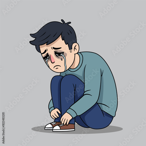 illustration of despair man, mental health problems vector concept