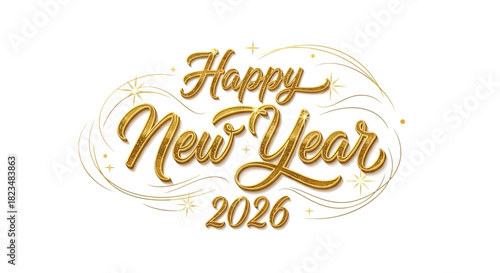 Celebrate a bright new year with this sparkling gold 2026 festive message