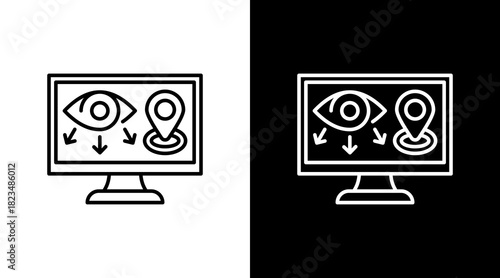 Monitor With Icon Set Design