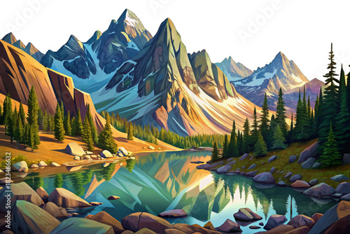 Sawtooth Wilderness, Idaho Jagged Alpine Sharp granite peaks above clear lakes, sparse pine forests, rocky slopes