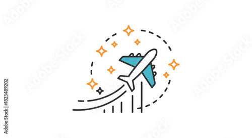 Airplane taking off illustrating travel and vacations a modern transportation design promoting airline industry and tourism industry holidays