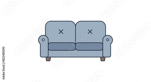 couch illustration a cozy grey two-seater sofa with cushions perfect for home decor  interior design projects enhancing a relaxing atmosphere.