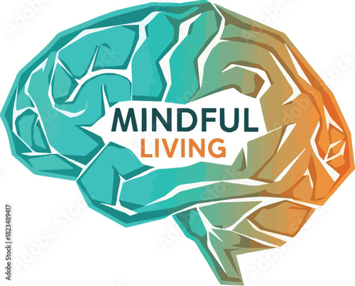 A modern, abstract representation of the human brain with geometric patterns, symbolizing concepts of mental wellness, psychology, and clarity