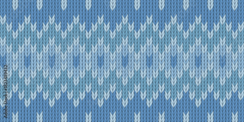 Abstract blue wool knitted texture with vintage stripes seamless pattern background