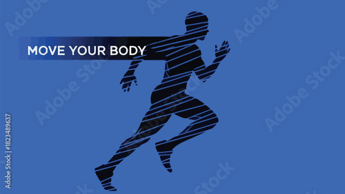 Runner Silhouette with Kinetic Lines Inspire Movement & Fitness Motivation