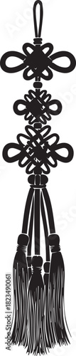 Traditional chinese decorative knot with tassels isolated on white background