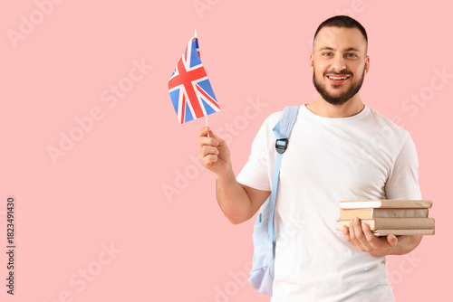Young happy man with backpa...