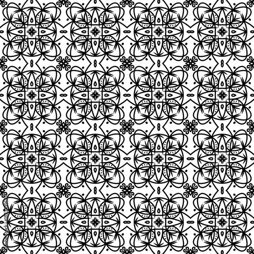 Hand Drawn Line Art Ornamental Tile Design