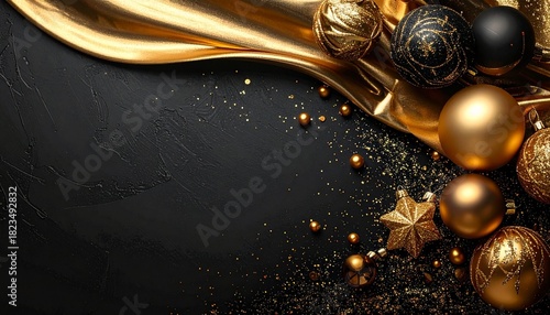 黒と金が映えるシックなクリスマス販促背景