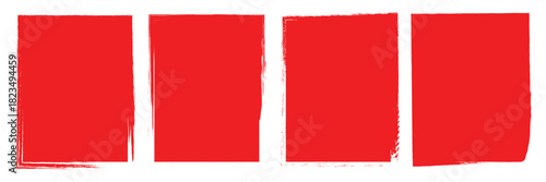 Set of four red square design elements with rough edges for use as graphic accents or background textures EPS vector