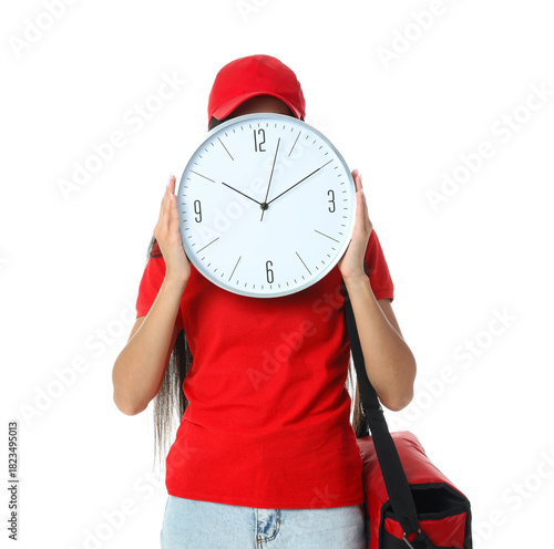 Young female courier with b...
