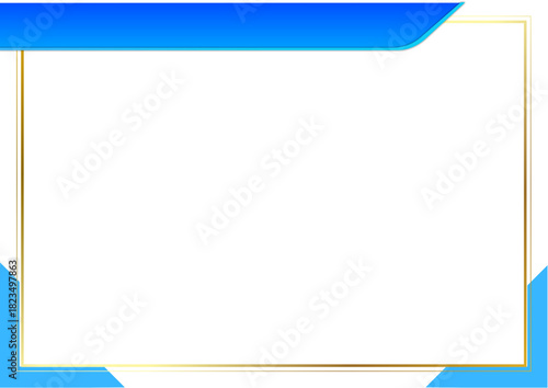 Clean abstract background featuring bold blue header and footer shapes paired with a gold-lined frame. Ideal for certificates, business documents, posters, and professional layouts.