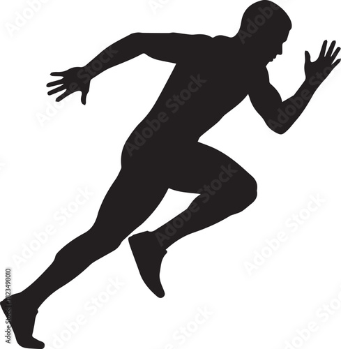 Silhouette of a male athlete running fast in a dynamic pose