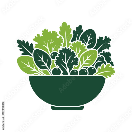 Fresh salad bowl with various green leafy vegetables healthy meal.