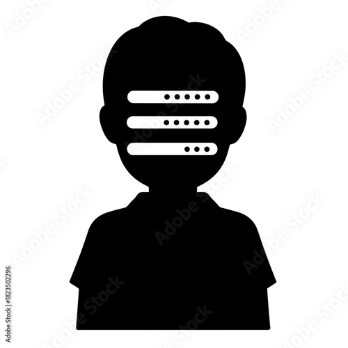 Password entry icon silhouette on white background, data privacy and cybersecurity protection