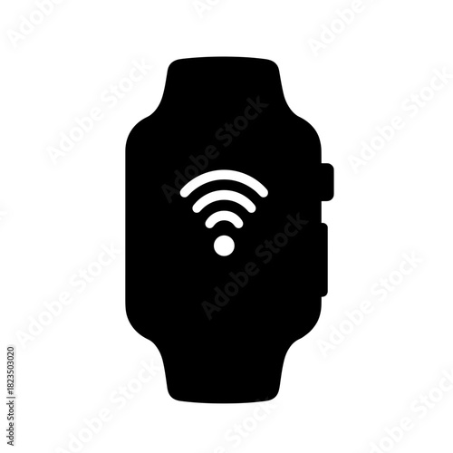 Smartwatch with Wireless Signal Icon, Connectivity and Mobile Technology in Wearable Devices