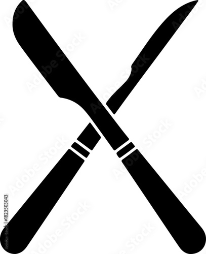 crossed surgical scalpels silhouette vector illustration