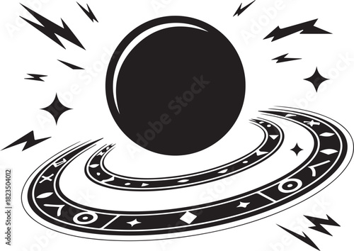 A simple and modern flat icon illustration of Planet Saturn featuring its iconic planetary ring system.