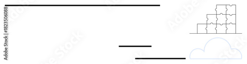Puzzle solving concept. Puzzles illustrate problem-solving, innovation, and collaboration. Cloud connection technology, data management, and remote accessibility. For teamwork, IT solutions planning