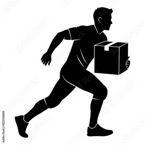 Swift delivery person rushing package to destination with speed and efficiency guaranteed