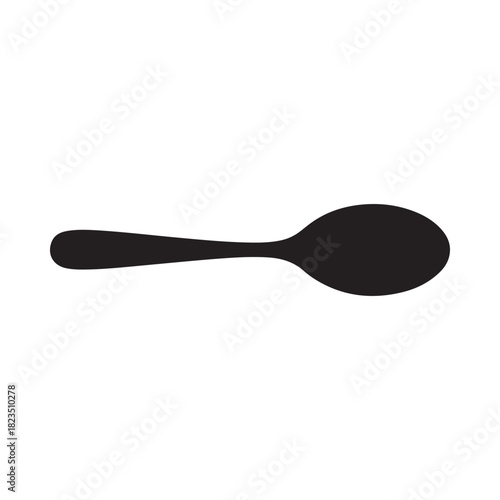 Simple black silhouette of a spoon on a white background