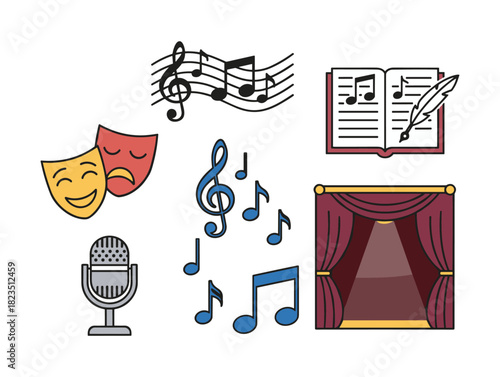Performing arts and music themed icon collection