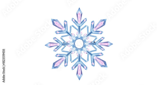 Icy Blue Snowflake Crystal Design for Winter Holiday Season Web Graphics and Print
