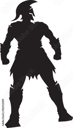 This is a silhouette of a spartan warrior. It features the distinctive helmet, and the warrior is posed in a battle-ready stance.