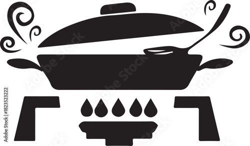 Kitchen set vector illustration of cooking pots and utensils icon art