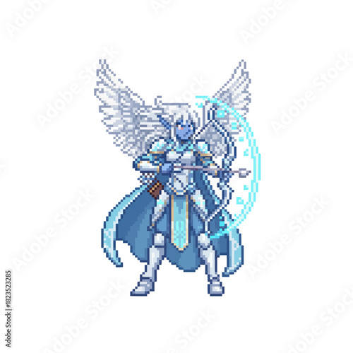 pixel art sky elf archer launching swift storm infused arrows