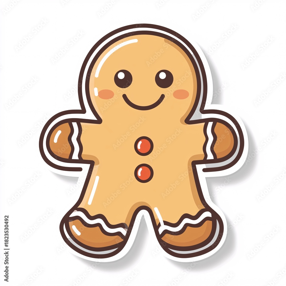 Obraz premium gingerbread pastel outline icon korean soft, white background